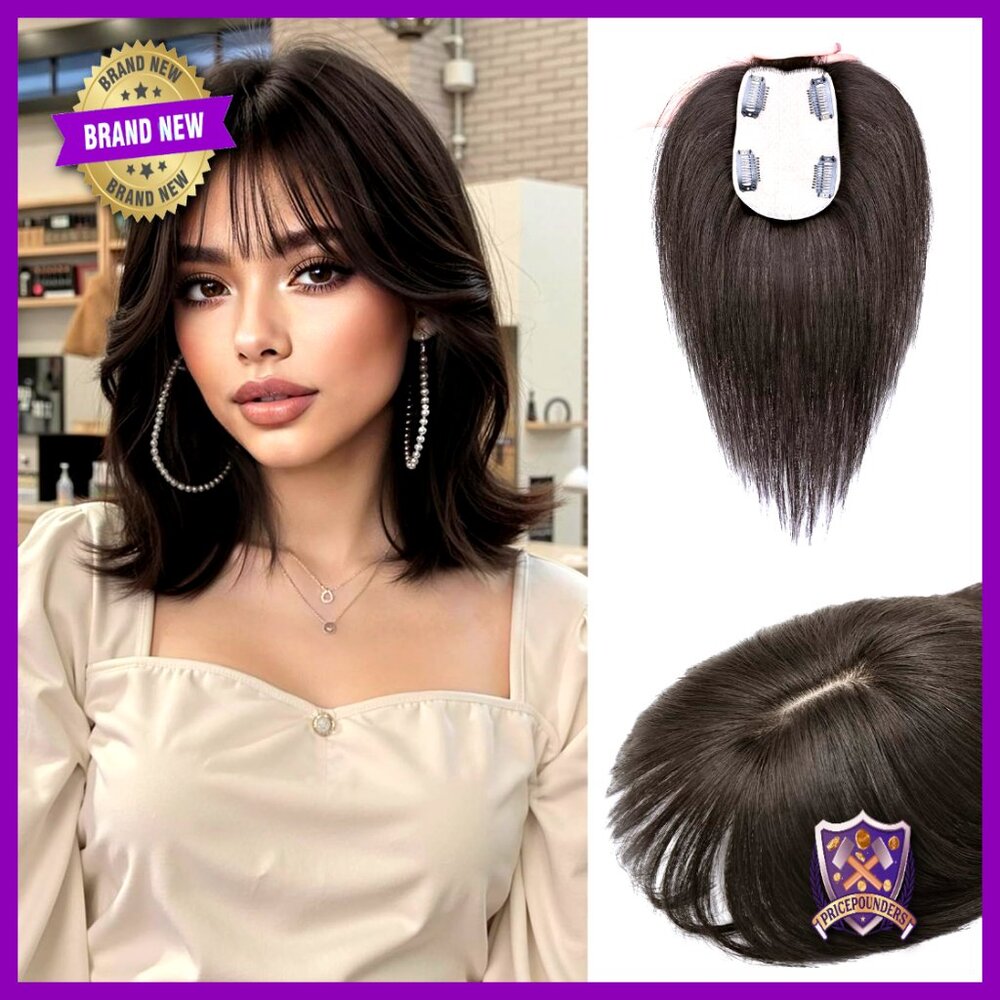 Human Hair Topper Silk Base Lightweight Volume Natural Undetectable Styling